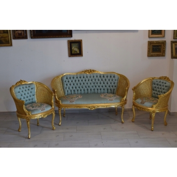 PAŁACOWY Komplet Mebli - Kawowy - Wypoczynek Sofa + 2 Fotele