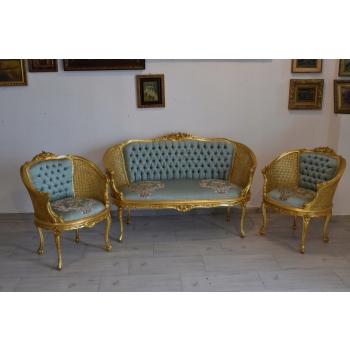 PAŁACOWY Komplet Mebli - Kawowy - Wypoczynek Sofa + 2 Fotele