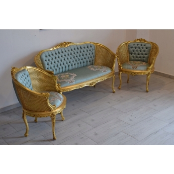 PAŁACOWY Komplet Mebli - Kawowy - Wypoczynek Sofa + 2 Fotele