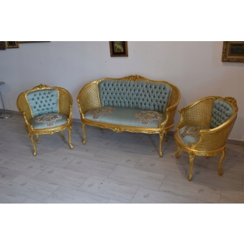 PAŁACOWY Komplet Mebli - Kawowy - Wypoczynek Sofa + 2 Fotele