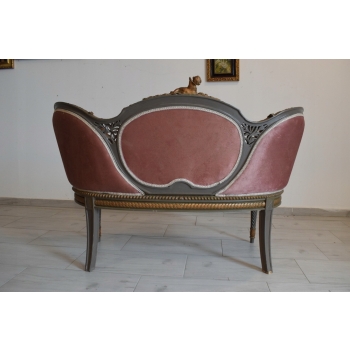 Pałacowa Sofa Kanapa - Leżanka Szezlong - Drewno z Obrazkiem