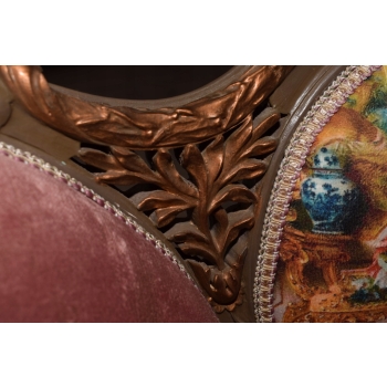 Pałacowa Sofa Kanapa - Leżanka Szezlong - Drewno z Obrazkiem
