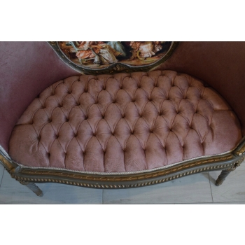 Pałacowa Sofa Kanapa - Leżanka Szezlong - Drewno z Obrazkiem
