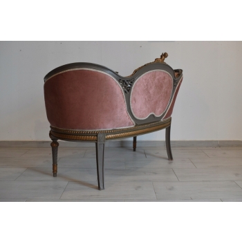 Pałacowa Sofa Kanapa - Leżanka Szezlong - Drewno z Obrazkiem