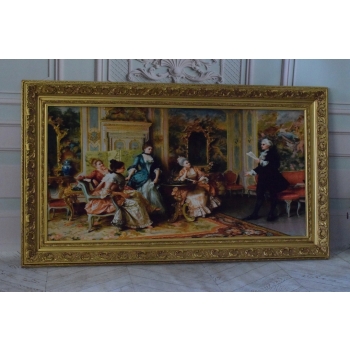 Francuska Arystokracja - Obraz w złotej Barokowej Ramie Rama 142x82cm