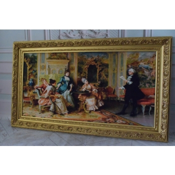 Francuska Arystokracja - Obraz w złotej Barokowej Ramie Rama 142x82cm