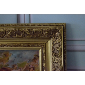 Francuska Arystokracja - Obraz w złotej Barokowej Ramie Rama 142x82cm