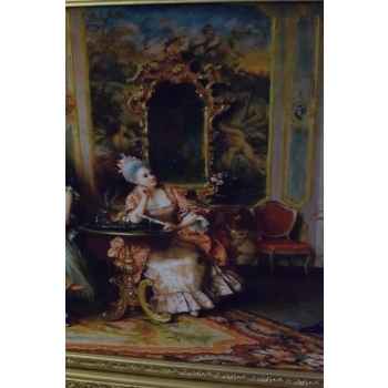 Francuska Arystokracja - Obraz w złotej Barokowej Ramie Rama 142x82cm