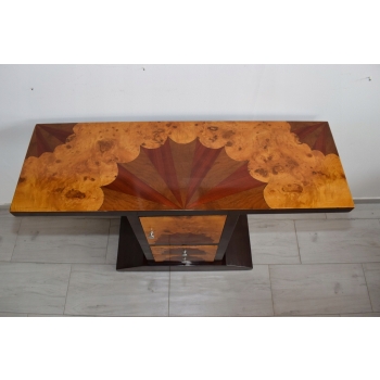 Drewniana Komoda Konsola Szafka Art Deco - Szafa Stolik Pomocnik Szuflada