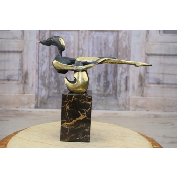 ŁGARSKA KOBIETA - FIGURA Z BRĄZU złoconego - AKT