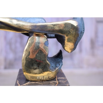 ŁGARSKA KOBIETA - FIGURA Z BRĄZU złoconego - AKT