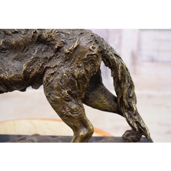 Stojący Wilk - Wyjący Wilk - Figura z Brązu Kolekcjonerska