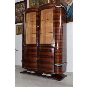 Witryna Art Deco - Gablotka Serwantka - Salon Gabinet - Gablota Gięte Szyby