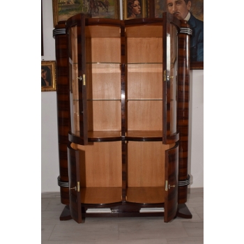 Witryna Art Deco - Gablotka Serwantka - Salon Gabinet - Gablota Gięte Szyby