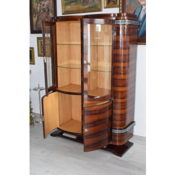 Witryna Art Deco - Gablotka Serwantka - Salon Gabinet - Gablota Gięte Szyby