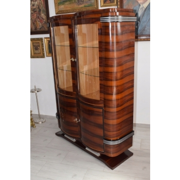Witryna Art Deco - Gablotka Serwantka - Salon Gabinet - Gablota Gięte Szyby