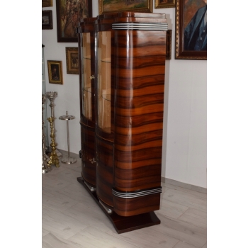 Witryna Art Deco - Gablotka Serwantka - Salon Gabinet - Gablota Gięte Szyby