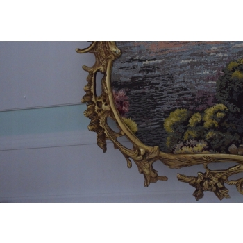 Wielki Obraz Tkanina - GOBELIN - Pejzaż Francuski RAMA Z BRĄZU 127CM