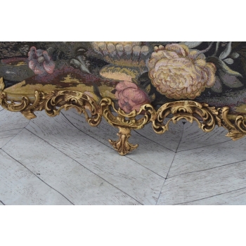 Wielki Obraz Tkanina - GOBELIN - KWIATY - RAMA Z BRĄZU 121CM