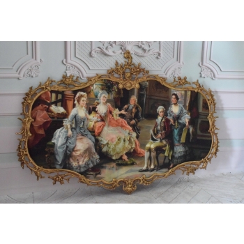 Obraz Tkanina - Francuska Arystokracja - RAMA Z BRĄZU 129cm