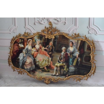 Obraz Tkanina - Francuska Arystokracja - RAMA Z BRĄZU 129cm