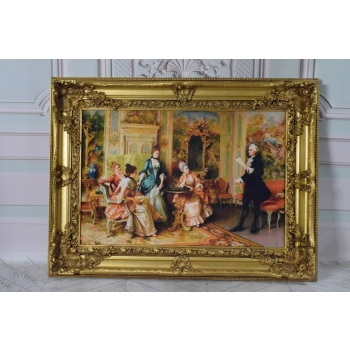 Francuska Arystokracja - Obraz na Materiale - 116x88cm Gruba Złota Rama
