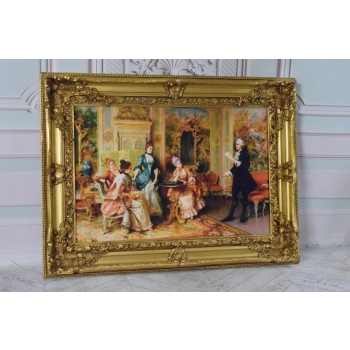 Francuska Arystokracja - Obraz na Materiale - 116x88cm Gruba Złota Rama