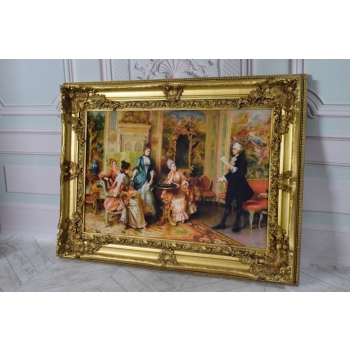 Francuska Arystokracja - Obraz na Materiale - 116x88cm Gruba Złota Rama