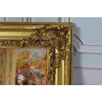 Francuska Arystokracja - Obraz na Materiale - 116x88cm Gruba Złota Rama