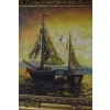 Statki na Morzu Marynistyka - Obraz na Płótnie - 116x88cm Gruba Złota Rama