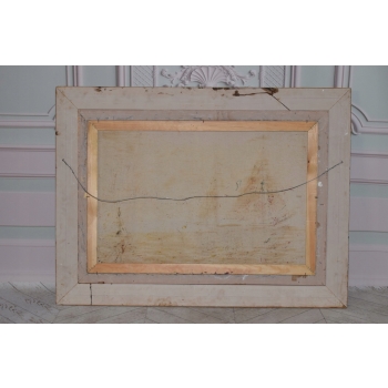 Statki na Morzu Marynistyka - Obraz na Płótnie - 116x88cm Gruba Złota Rama