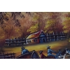 Wiejski Pejzaż Las Rzeka - Obraz na Płótnie - 122x92cm Gruba Złota Rama