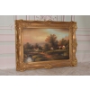 Francuski Wiejski Pejzaż - Obraz na Płótnie - 115x86cm Gruba Złota Rama