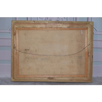 Francuski Wiejski Pejzaż - Obraz na Płótnie - 115x86cm Gruba Złota Rama