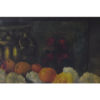 Martwa Natura Wino na Stole - Obraz na Płótnie - 115x85cm Gruba Złota Rama