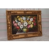 Kwiaty Róże na Stole - Obraz na Materiale - 116x88cm Gruba Złota Rama