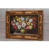 Kwiaty Róże na Stole - Obraz na Materiale - 116x88cm Gruba Złota Rama