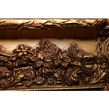 Kwiaty Róże na Stole - Obraz na Materiale - 116x88cm Gruba Złota Rama
