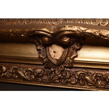 Kwiaty Róże na Stole - Obraz na Materiale - 116x88cm Gruba Złota Rama