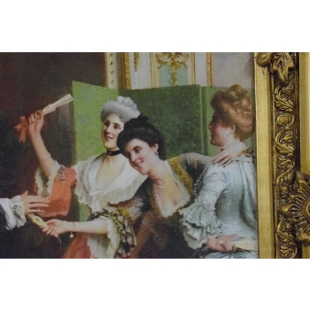 Francuski Bal Arystokracja - Obraz na Materiale - 116x88cm Gruba Złota Rama