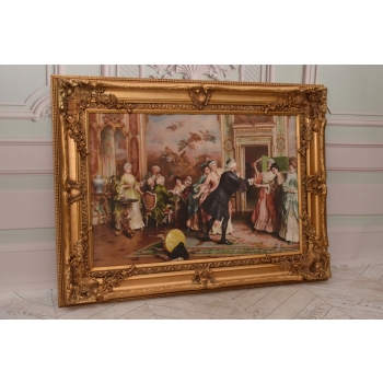 Francuski Bal Arystokracja - Obraz na Materiale - 116x88cm Gruba Złota Rama