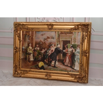 Francuski Bal Arystokracja - Obraz na Materiale - 116x88cm Gruba Złota Rama