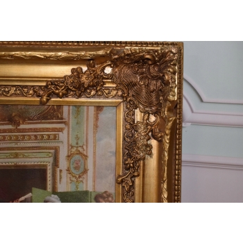 Francuski Bal Arystokracja - Obraz na Materiale - 116x88cm Gruba Złota Rama