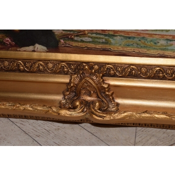 Francuski Bal Arystokracja - Obraz na Materiale - 116x88cm Gruba Złota Rama