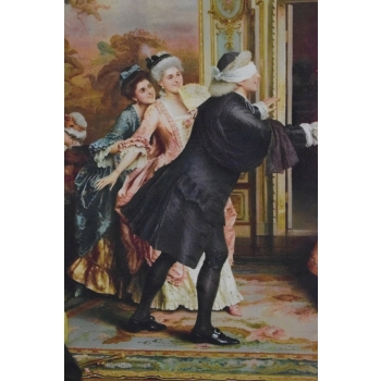Francuski Bal Arystokracja - Obraz na Materiale - 116x88cm Gruba Złota Rama