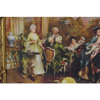 Francuski Bal Arystokracja - Obraz na Materiale - 116x88cm Gruba Złota Rama