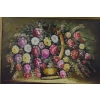 Kwiaty Róże na Stole - Obraz na Materiale - 115x85cm Gruba Złota Rama
