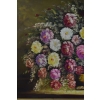 Kwiaty Róże na Stole - Obraz na Materiale - 115x85cm Gruba Złota Rama