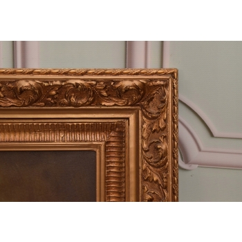 Kwiaty Róże na Stole - Obraz na Materiale - 115x85cm Gruba Złota Rama