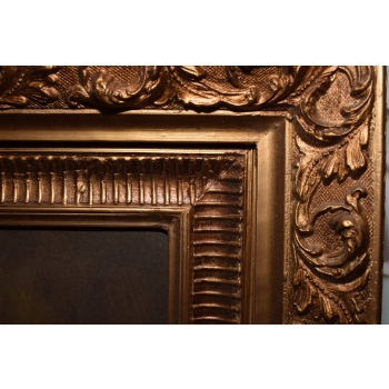 Kwiaty Róże na Stole - Obraz na Materiale - 115x85cm Gruba Złota Rama